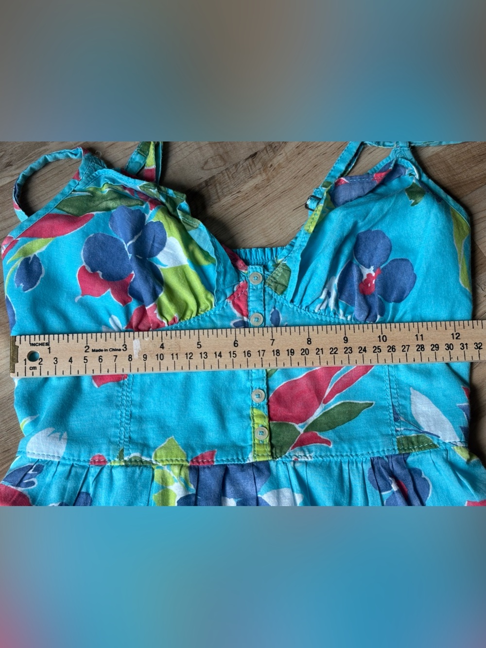 Hollister S Turquoise Island Floral Smocked Cami Empire Dress Coconut Girl Y2K - Picture 5 of 12